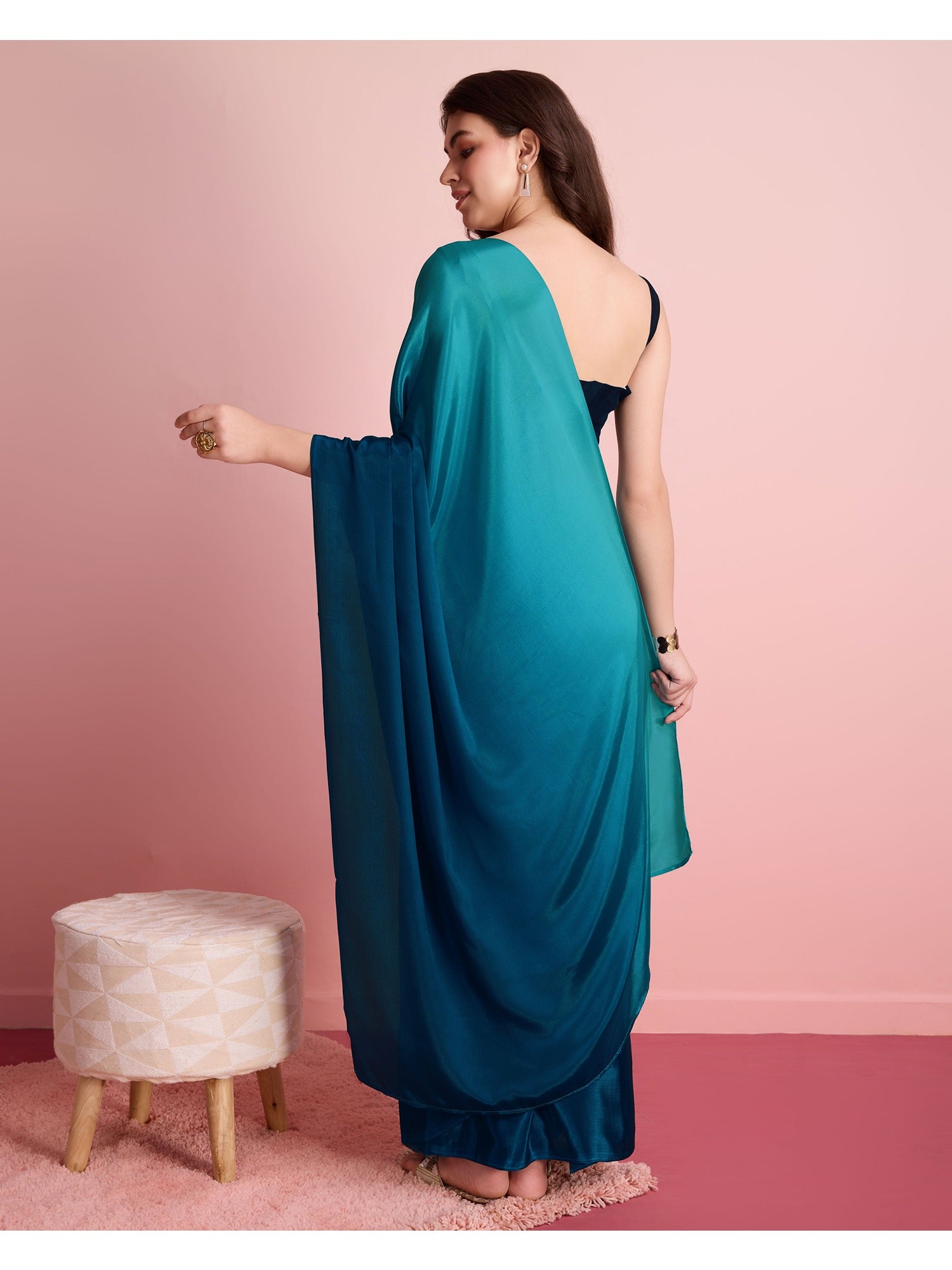 Blue Color Poly Silk  Ready to Wear Saree