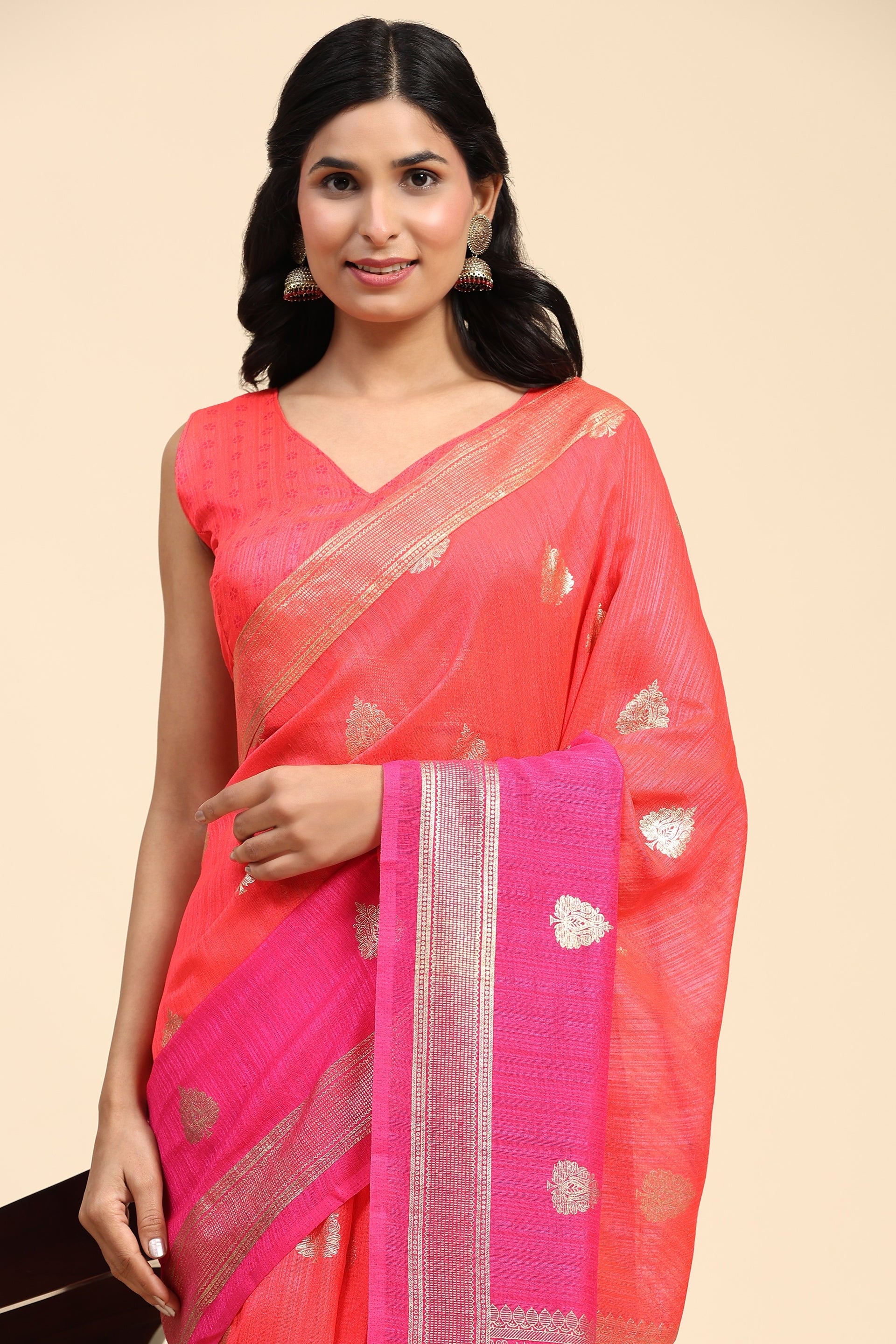 Foil Art Printed Bhagalpuri Silk Prestitched Ready To Wear Saree