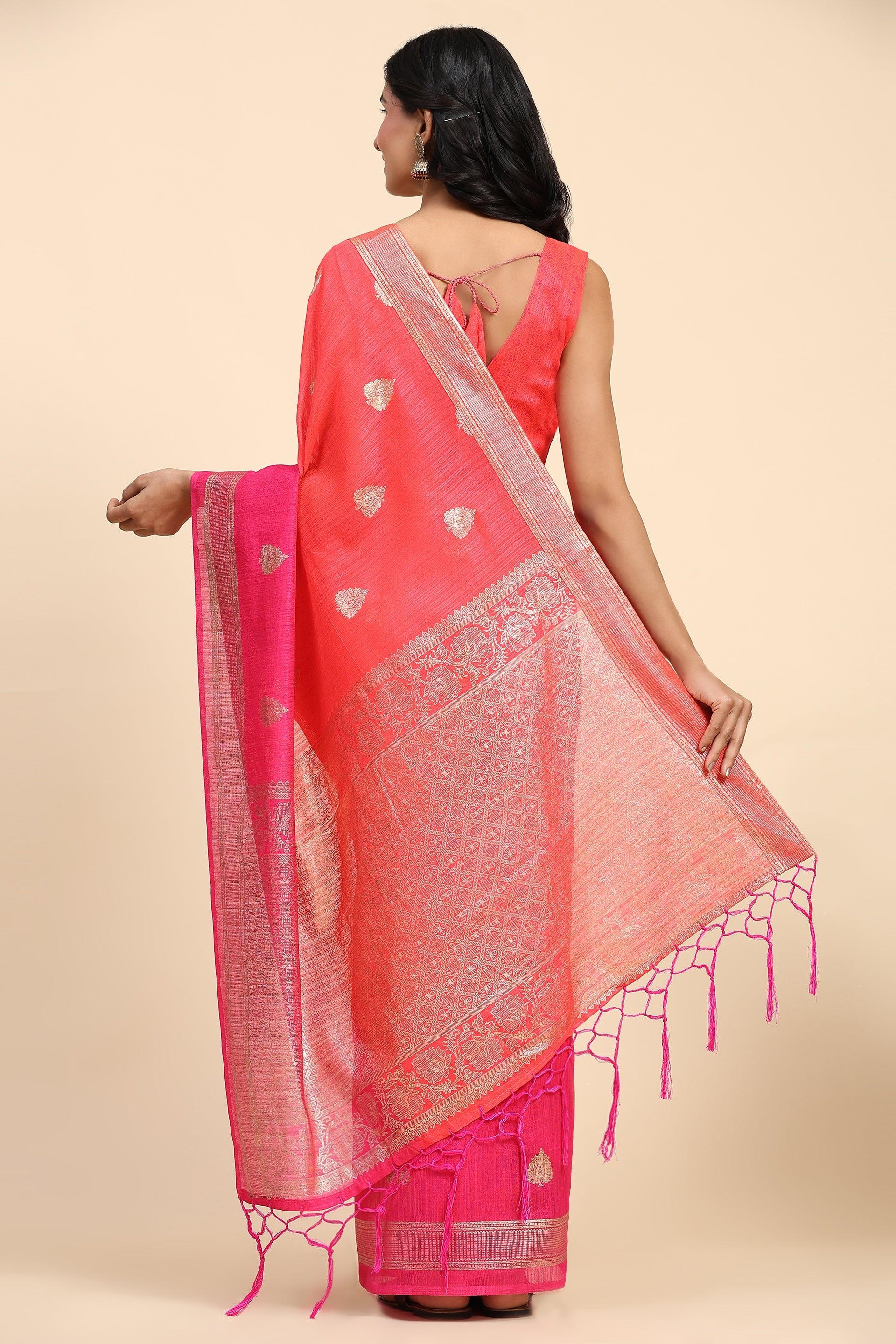 Foil Art Printed Bhagalpuri Silk Prestitched Ready To Wear Saree