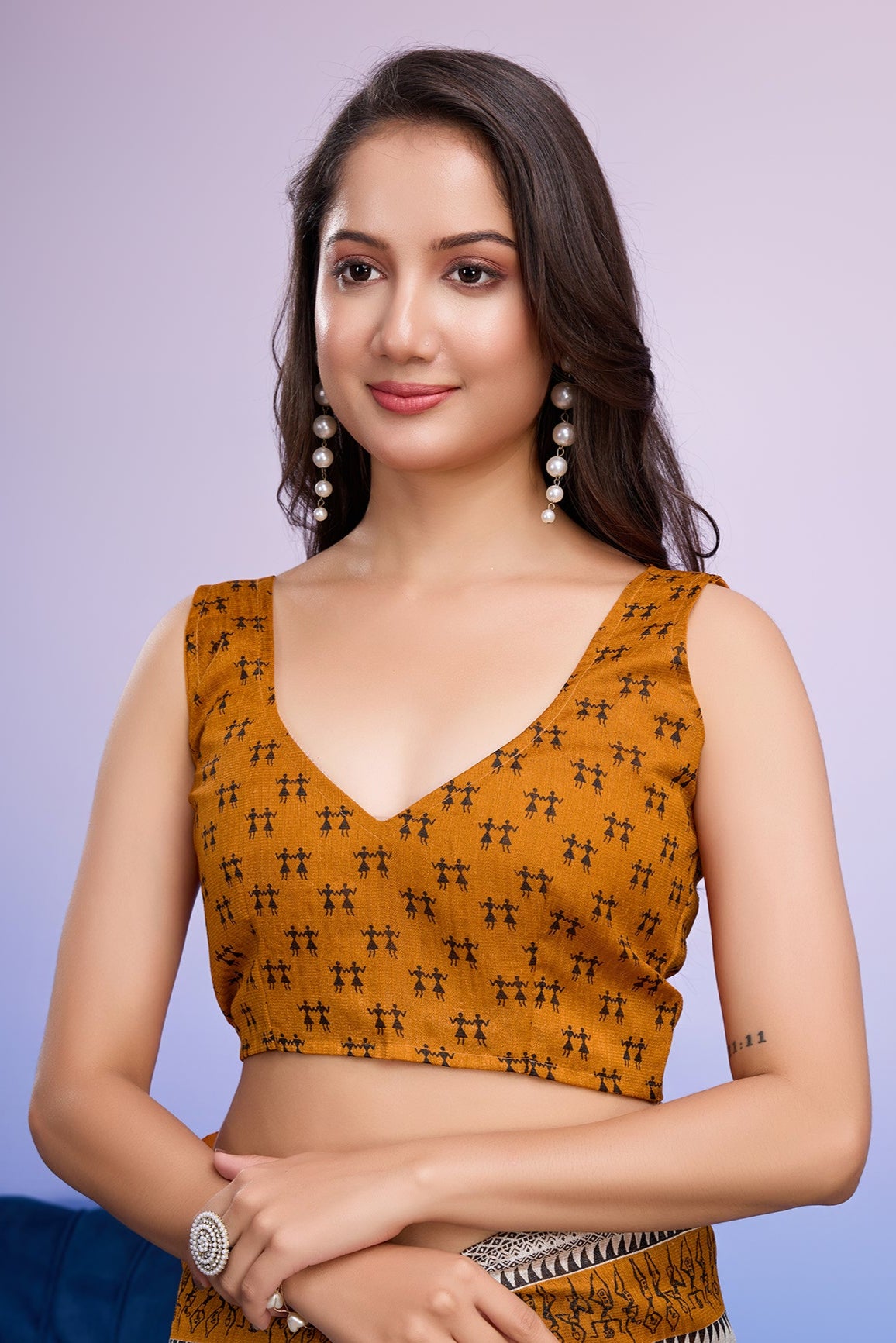 Warli Prints Cotton Silk Bhagalpuri Saree