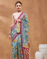 Blue Color Floral Printed Silk Blend Ready to Wear Saree