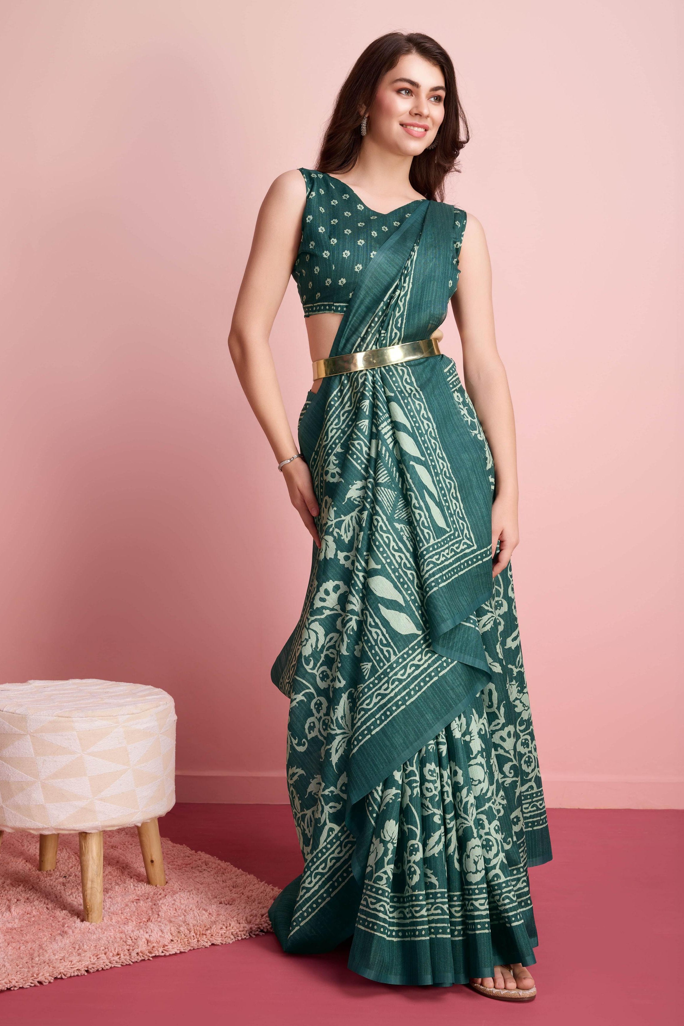 Batik Print Cotton Silk Blend Saree