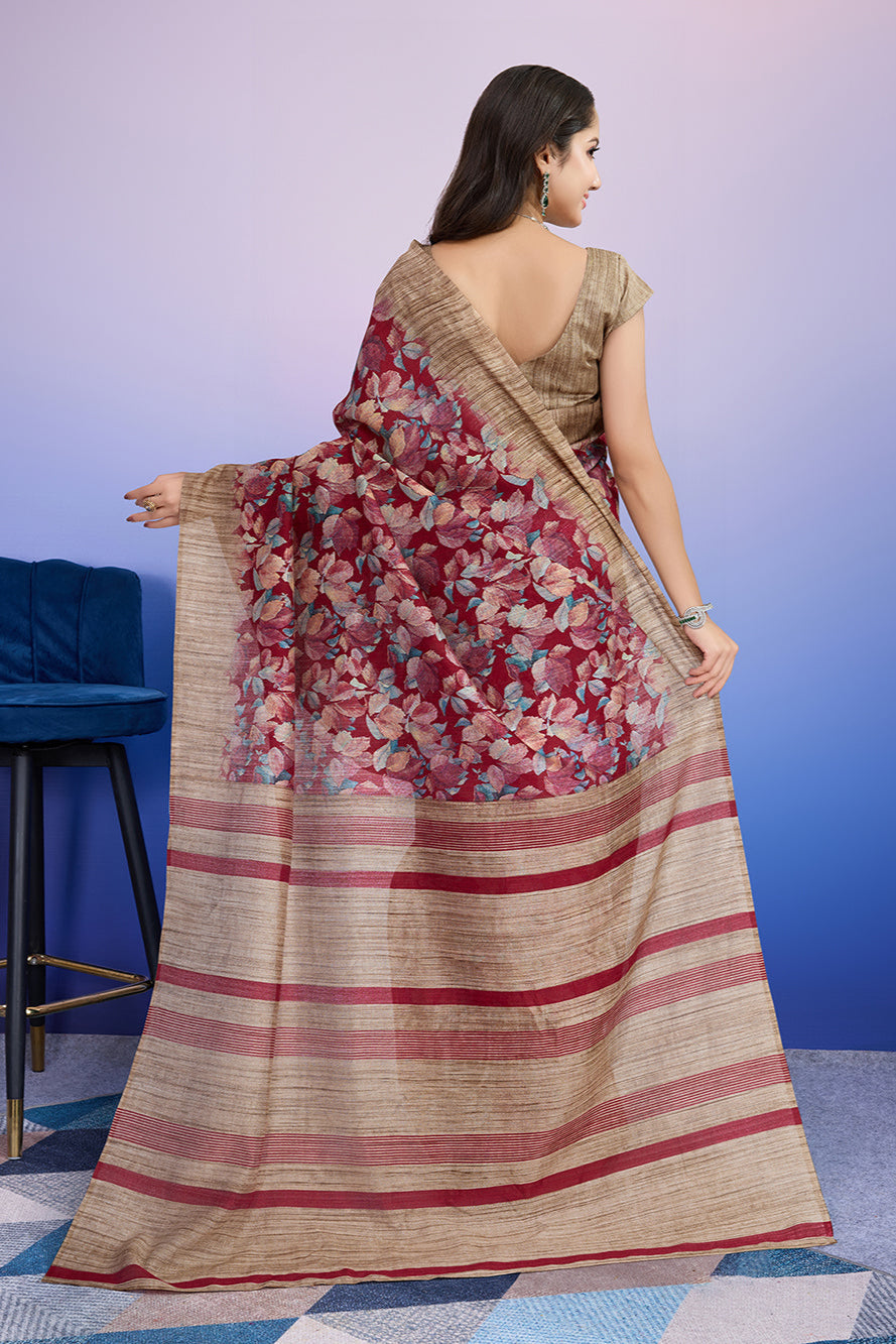 Batik Printed Cotton Silk Bhagalpuri  Ready to wear Saree