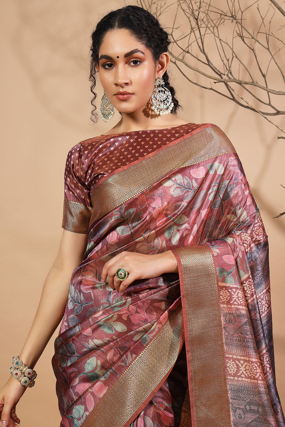 RACHNA Floral Zari Pure Silk Patola Ready to Wear  Saree