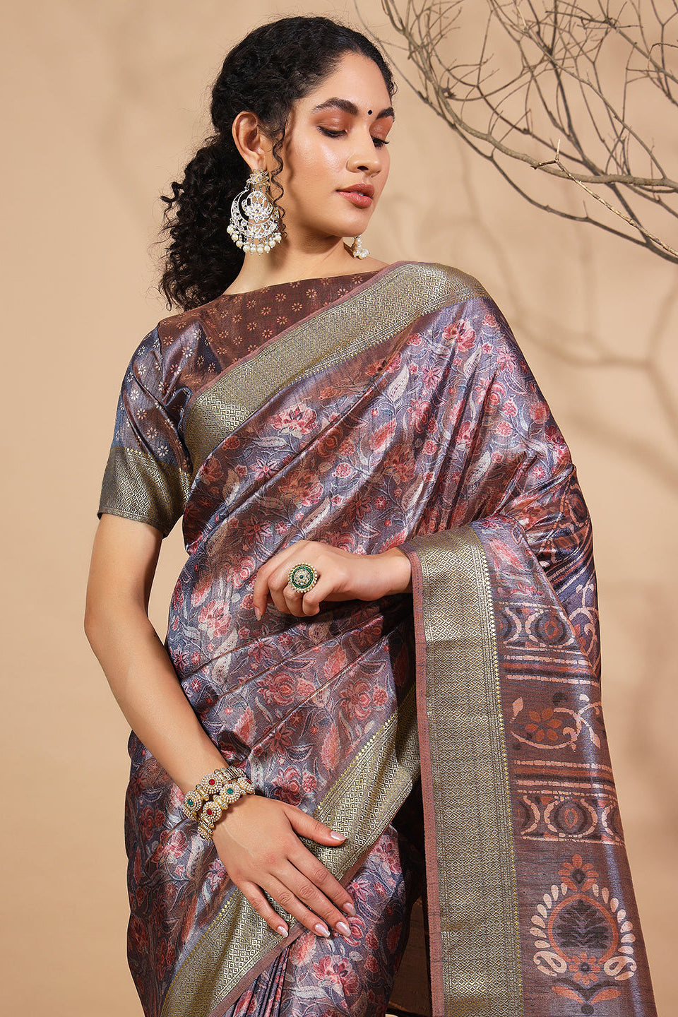 Rachna Digital Batik Printed Pattu Silk Saree