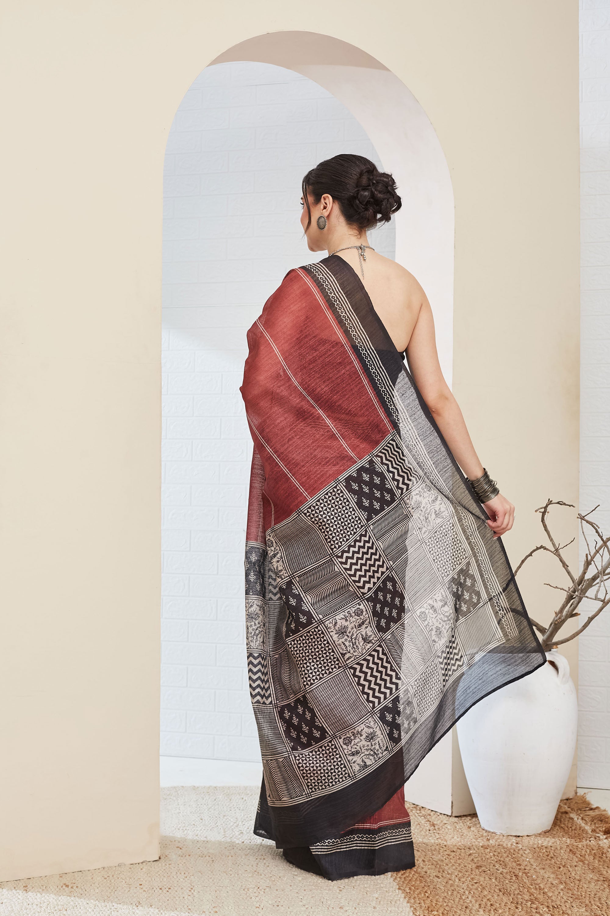Amazing Brown Color Silk  Ready To Wear Saree