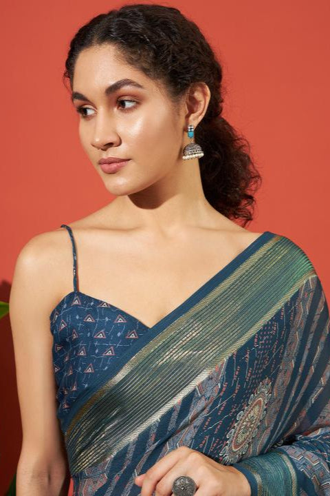 RACHNA Ethnic Motifs Poly Georgette Ready to Wear Saree