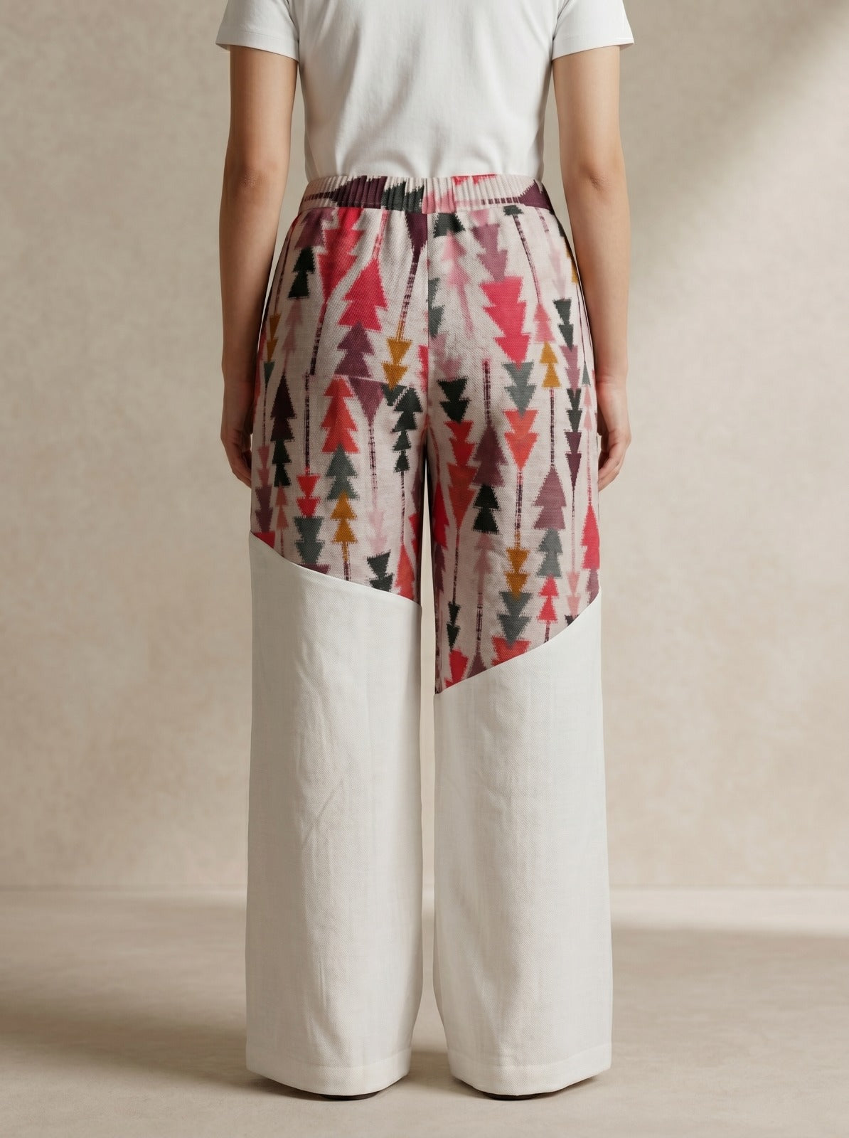 Pink Color ikkat Print Linen Pant For Women
