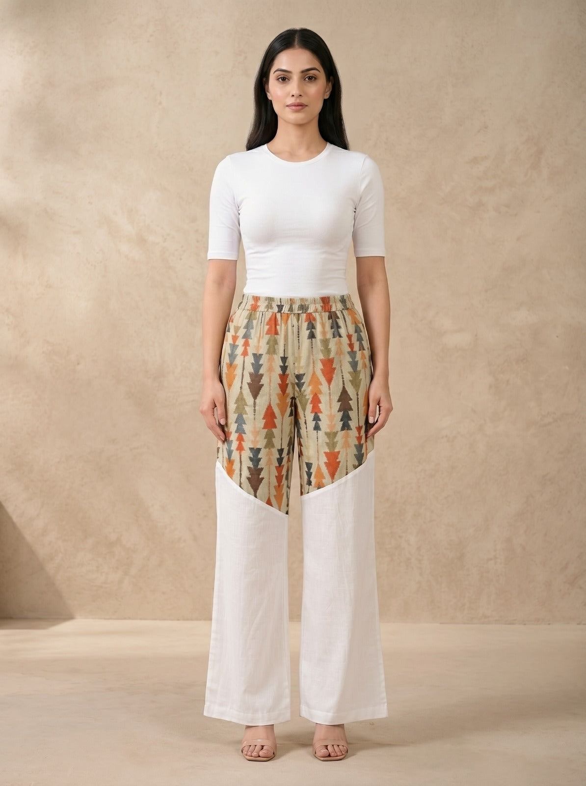 Pista Color ikkat Print Linen Pant For Women