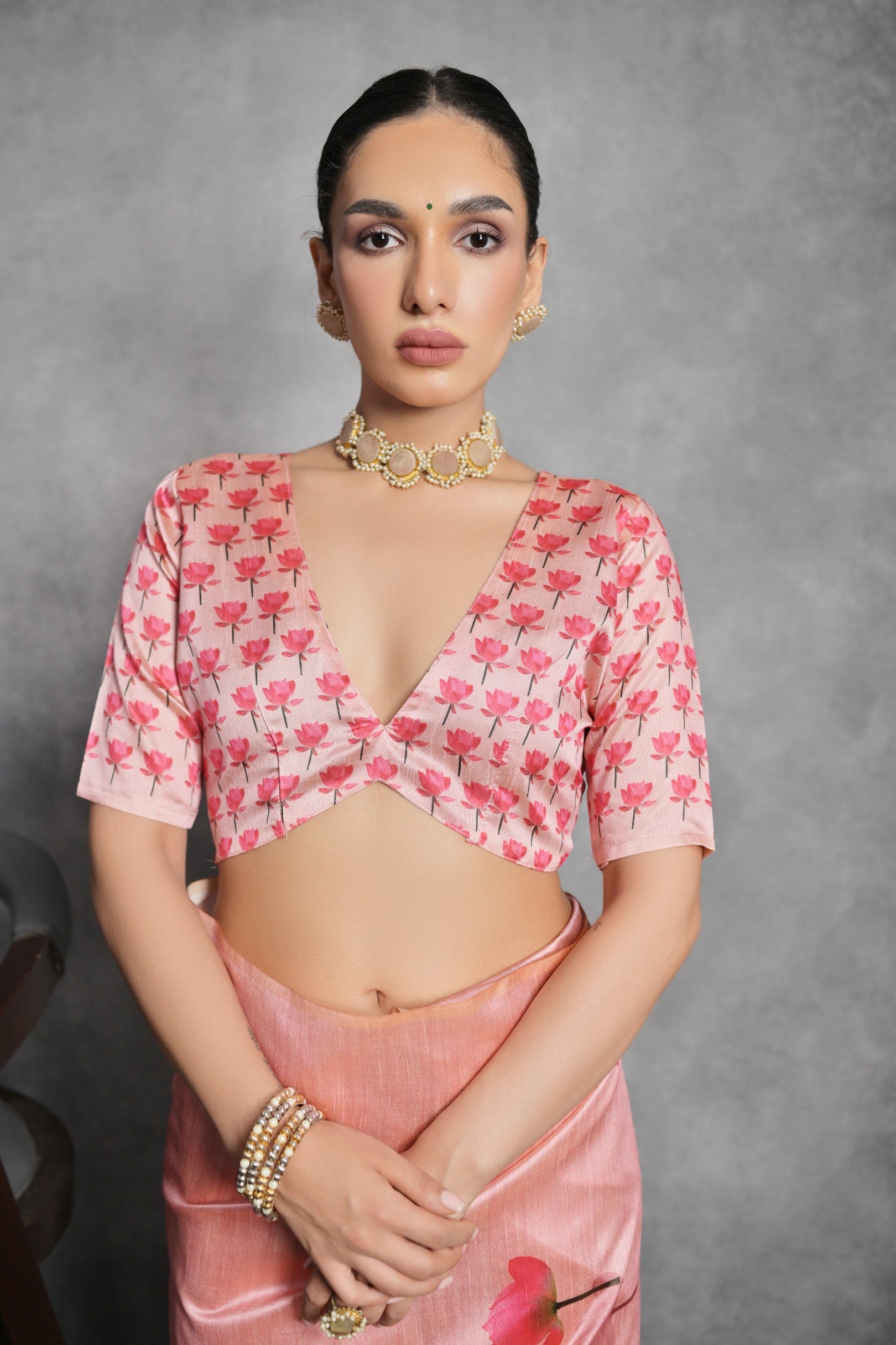 Peach Printed Soft Tussar Silk Designer Saree