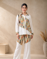 Pista Color Geometric Print Linen Co-Ord Set For Women